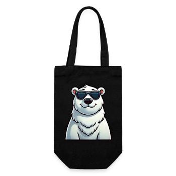 Casual polar bear cartoon with sunglasses - Gift Bag for Bottles - black - Front
