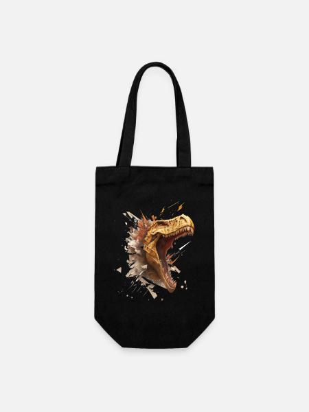 aggressiver Dino, der durch eine Wand bricht. - Geschenkbeutel für Flaschen - Schwarz