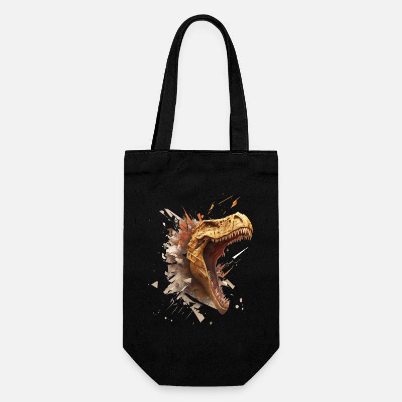 aggressiver Dino, der durch eine Wand bricht. - Geschenkbeutel für Flaschen - Schwarz