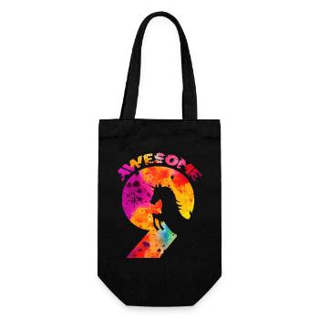 AWESOME 9. GEBURTSTAG EINHORN 9 JAHRE - Geschenkbeutel für Flaschen - Schwarz - Vorne