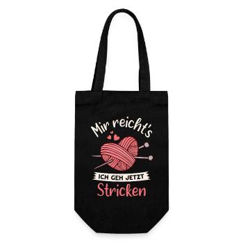 Stricken Schneiderin Strickerin Nähen Häkeln - Geschenkbeutel für Flaschen - Schwarz - Vorne