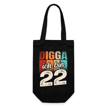 Digga Ich Bin 22 Jahre 22. Geburtstag - Geschenkbeutel für Flaschen - Schwarz - Vorne