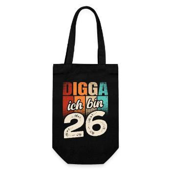 Digga Ich Bin 26 Jahre 26. Geburtstag - Geschenkbeutel für Flaschen - Schwarz - Vorne