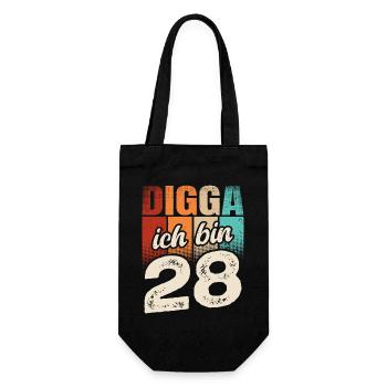 Digga Ich Bin 28 Jahre 28. Geburtstag - Geschenkbeutel für Flaschen - Schwarz - Vorne