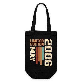 May 2006 Vintage Born In May 2006 Birthday - Gift Bag for Bottles - black - Front