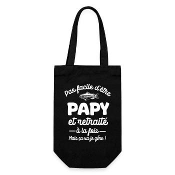 papy pêcheur et retraité cadeau fête - Sac à bouteille - noir - Devant