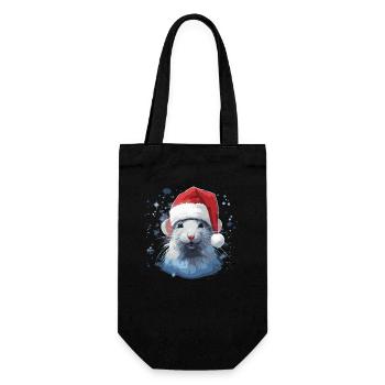 Coole Weihnachtsratte - Geschenkbeutel für Flaschen - Schwarz - Vorne