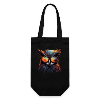 Lustige Eule mit Brille - Geschenkbeutel für Flaschen - Schwarz - Vorne