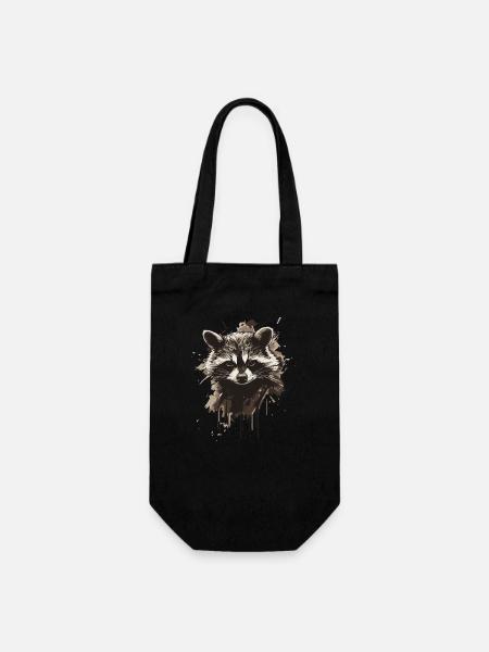 Waschbär - Geschenkbeutel für Flaschen - Schwarz