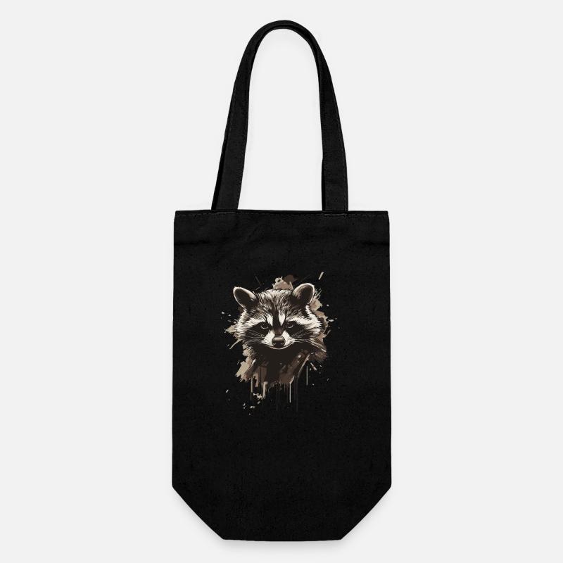 Waschbär - Geschenkbeutel für Flaschen - Schwarz