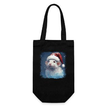 Coole Weihnachtsratte - Geschenkbeutel für Flaschen - Schwarz - Vorne