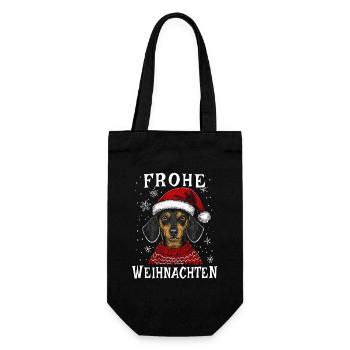 Frohe Weihnachten Dackel Liebe Für Hundeliebhaber - Geschenkbeutel für Flaschen - Schwarz - Vorne