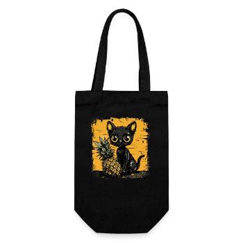Ananas et chat - Sac à bouteille - noir - Devant