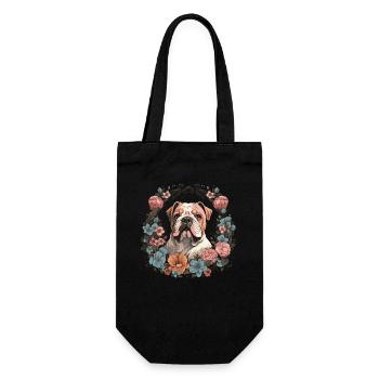 English Bulldog with Flowers - Gift Bag for Bottles - black - Front