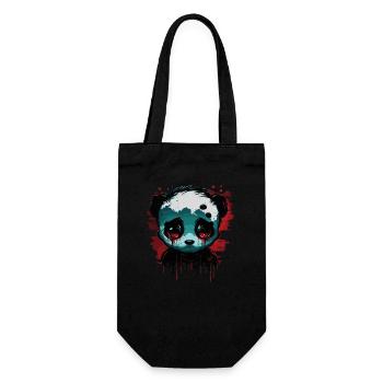 Panda mignon triste - Sac à bouteille - noir - Devant
