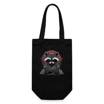 Waschbär Ninja - Geschenkbeutel für Flaschen - Schwarz - Vorne