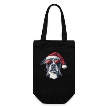 American Staffordshire Terrier xmas - Gift Bag for Bottles - black - Front