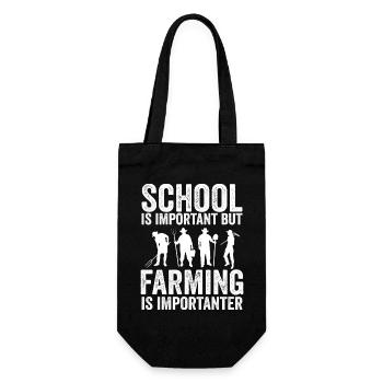 Die Schule ist wichtig, aber die Landwirtschaft ist noch wichtiger - Geschenkbeutel für Flaschen - Schwarz - Vorne