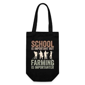 Die Schule ist wichtig, aber die Landwirtschaft ist noch wichtiger - Geschenkbeutel für Flaschen - Schwarz - Vorne
