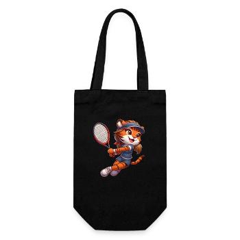 Tiger Tennisspielerin Rückhand Raubkatze Mädchen - Geschenkbeutel für Flaschen - Schwarz - Vorne