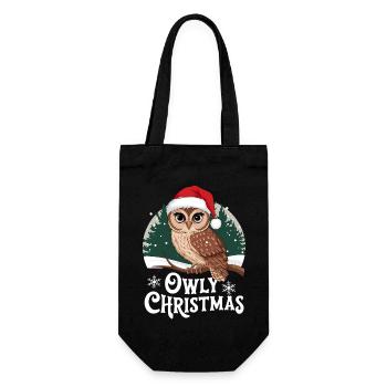 Owl Christmas Owls Christmas Sweater Funny - Gift Bag for Bottles - black - Front
