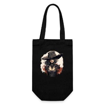 Emo Cowboy Steampunk Mädchen - Geschenkbeutel für Flaschen - Schwarz - Vorne