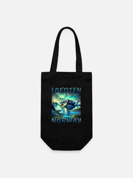 Lofoten Norwegen Grunge Fjord Natur Nordlichter - Geschenkbeutel für Flaschen - Schwarz