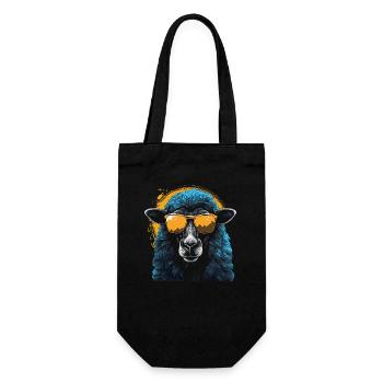 Cooles Schaf mit Sonnenbrille - Geschenkbeutel für Flaschen - Schwarz - Vorne