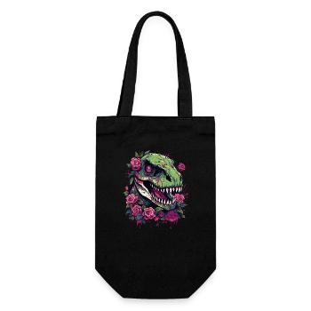 T-Rex Dino et fleurs - Sac à bouteille - noir - Devant