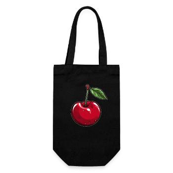 Rote Cherry Kirsche - Geschenkbeutel für Flaschen - Schwarz - Vorne