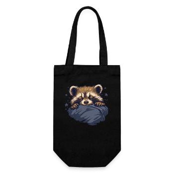 Träumender Waschbär - Geschenkbeutel für Flaschen - Schwarz - Vorne
