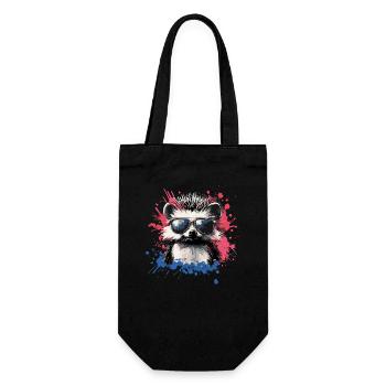 Lustiger Igel mit Sonnenbrille - Geschenkbeutel für Flaschen - Schwarz - Vorne