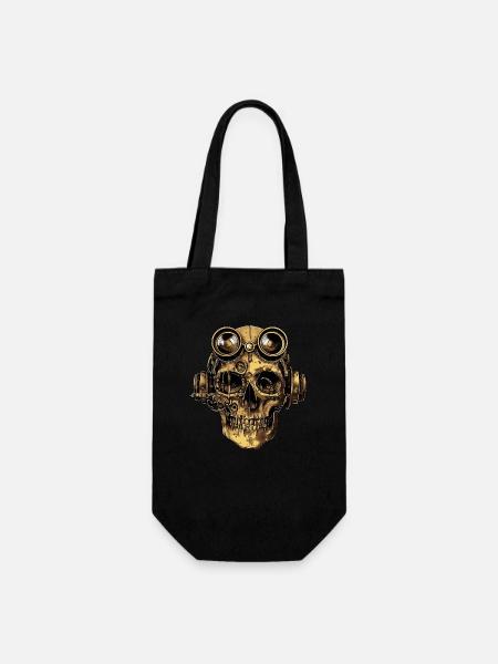 Steampunk Zombie Totenkopf - Geschenkbeutel für Flaschen - Schwarz