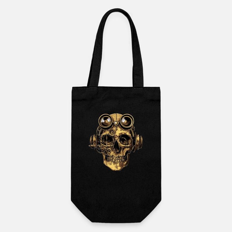 Steampunk Zombie Totenkopf - Geschenkbeutel für Flaschen - Schwarz