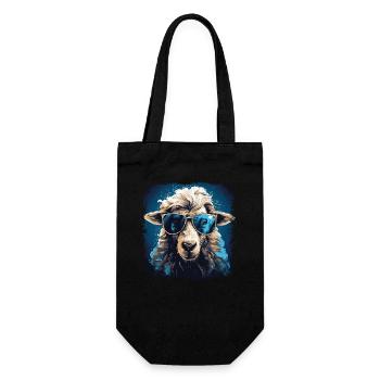 Cooles Schaf mit Sonnenbrille - Geschenkbeutel für Flaschen - Schwarz - Vorne