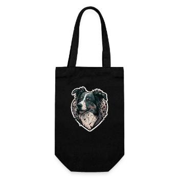 Border Collie Dog - Gift Bag for Bottles - black - Front