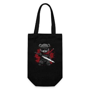 Ninja Teddybär - Geschenkbeutel für Flaschen - Schwarz - Vorne