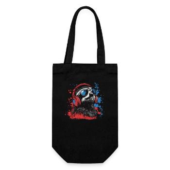 Paresseux en écoutant de la musique avec des écouteurs - Sac à bouteille - noir - Devant