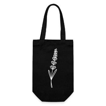 Lavender Line Art on Black - Gift Bag for Bottles - black - Front