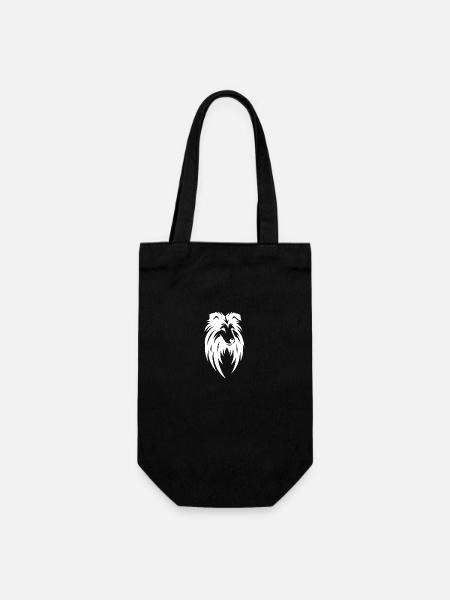 Geometrischer Langhaarhund im Tribal Style - Geschenkbeutel für Flaschen - Schwarz
