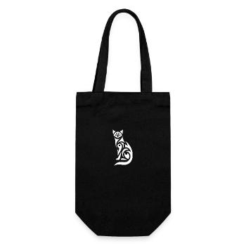Tribal cat in expressive silhouette - Gift Bag for Bottles - black - Front