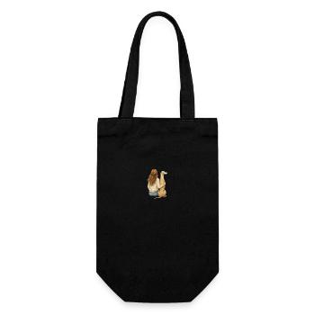 Woman with Greyhound – Watercolor Back View - Gift Bag for Bottles - black - Front