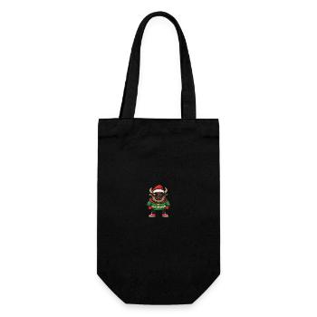 Bison Weihnachten Cool X-Mas - Geschenkbeutel für Flaschen - Schwarz - Vorne