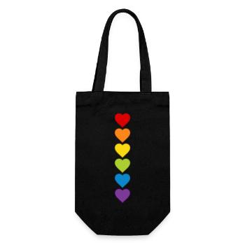 LGBTQIA+ CSD Herz Regenbogen Herzen Pride Month - Geschenkbeutel für Flaschen - Schwarz - Vorne
