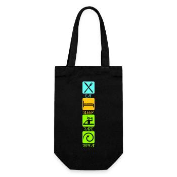 Eat Sleep Rave Repeat Essen Schlafen Raven Spruch - Geschenkbeutel für Flaschen - Schwarz - Vorne
