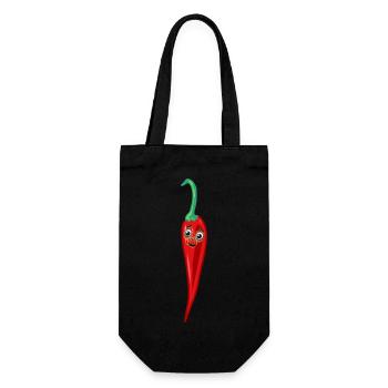 Chilischote Peperoni Küche Köche Koch - Geschenkbeutel für Flaschen - Schwarz - Vorne
