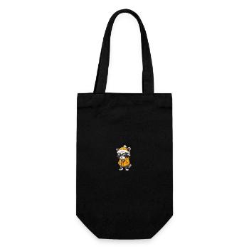 Waschbär Winter - Geschenkbeutel für Flaschen - Schwarz - Vorne