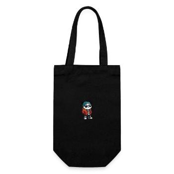 Panda Winter Comic - Gift Bag for Bottles - black - Front