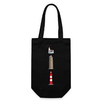 Leuchttürme Ameland, Terschelling, Marken - Geschenkbeutel für Flaschen - Schwarz - Vorne