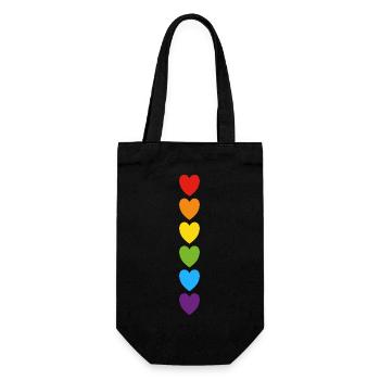 Cœurs arc-en-ciel de la fierté - Sac à bouteille - noir - Devant